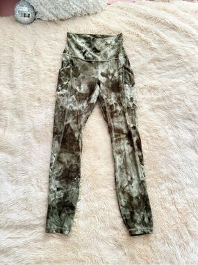 Lululemon Tie-Dye Olive Green High-Waist Leggings